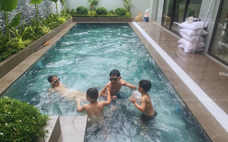 Bể bơi gia đình 9x3m ứng dụng công nghệ điện phân muối tại Hải Phòng