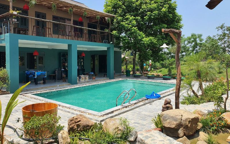 Cung cấp bồn sục jacuzzi và thi công bể bơi homestay Lương Sơn, Hòa Bình