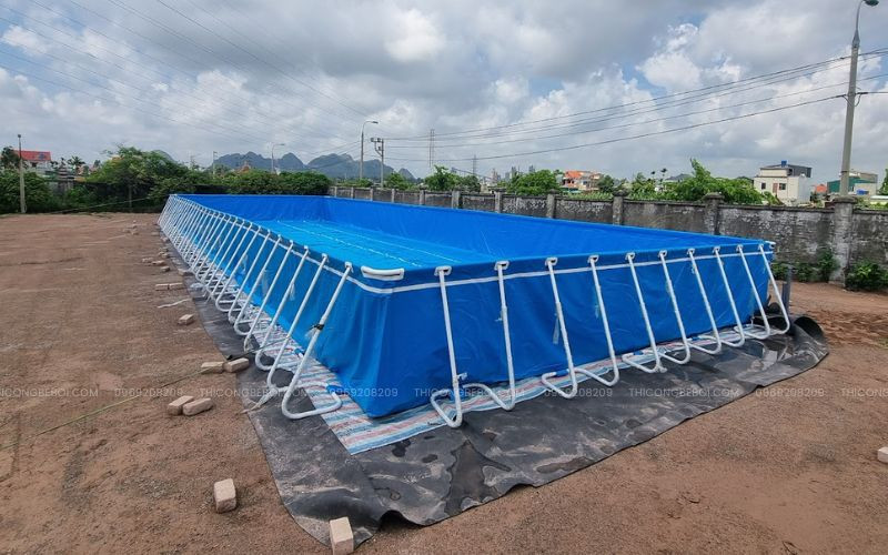 Lắp đặt bể bạt trường học kích thước 8,4*24,6m tại Đông Triều, Quảng Ninh