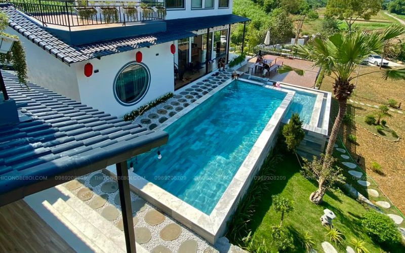 Thi công bể bơi và bể sục trong nhà cho homestay Izumi Garden tại Ba Vì