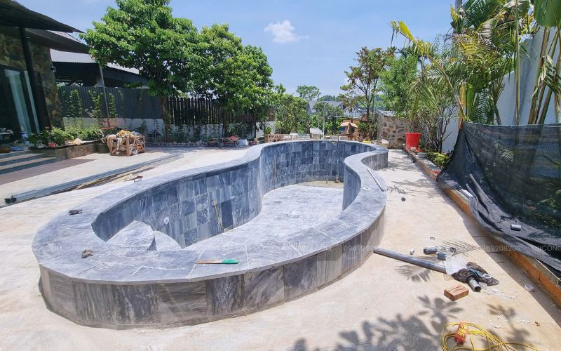 Bể bơi gia đình nhỏ gọn tại Ba Vì ứng dụng công nghệ điện phân muối