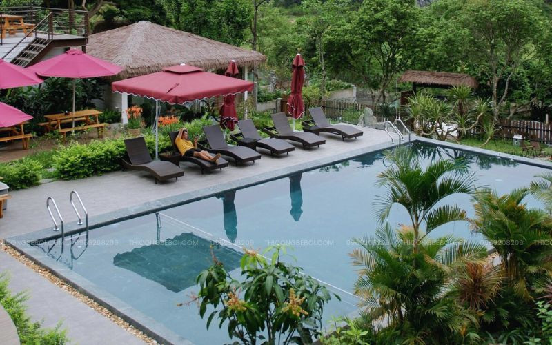 Thi công bể bơi vô cực homestay giữa thung lũng tại Yên Valley Cát Bà